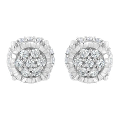 .925 Sterling Silver 1/3 cttw Round-cut Diamond Floral Stud Earring (I-J Clarity, I3 Color)