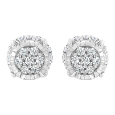 .925 Sterling Silver 1/3 cttw Round-cut Diamond Floral Stud Earring (I-J Clarity, I3 Color)