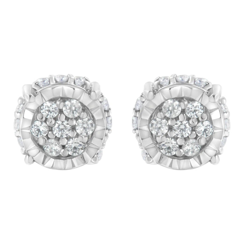 .925 Sterling Silver 1/3 cttw Round-cut Diamond Floral Stud Earring (I-J Clarity, I3 Color)