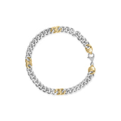 10K Yellow Gold Plated .925 Sterling Silver 1/5 Cttw Diamond Curb Chain Bracelet (J-K Color, I2-I3 Clarity) - 7.5 Inches